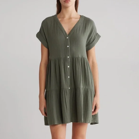 Madewell Olive Green Mini Dress - Picture 1 of 4